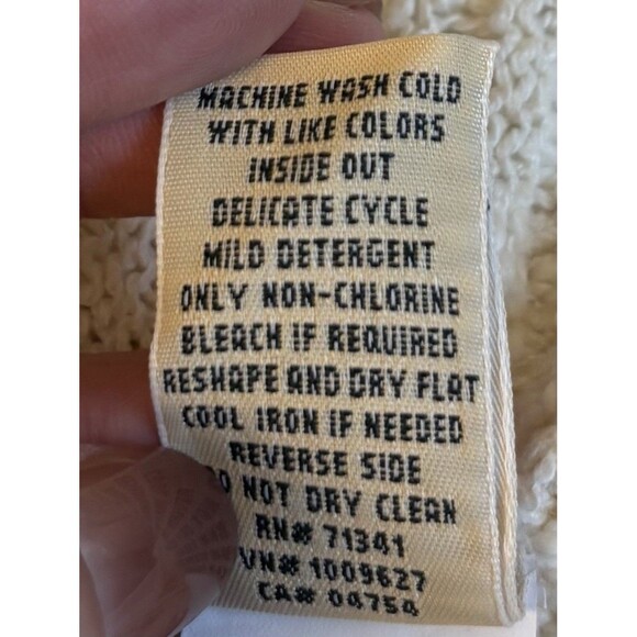 LL BEAN Midweight Ivory Open Front Cardigan Women XL Chunky Knit Duster Cotton - Picture 7 of 9